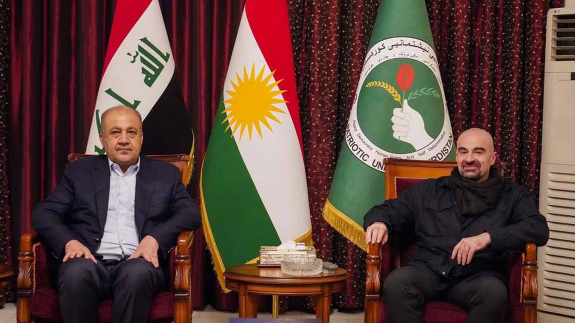 The meeting of the President of the PUK and Iraqi Defense Minister in Baghdad.